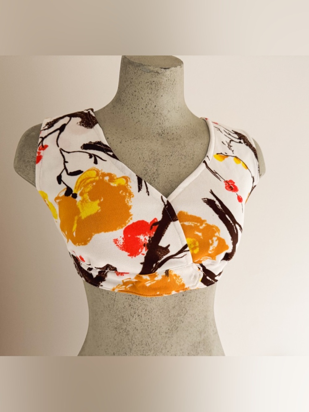 Vintage 1960s Wrap Crop Top in Floral Pattern